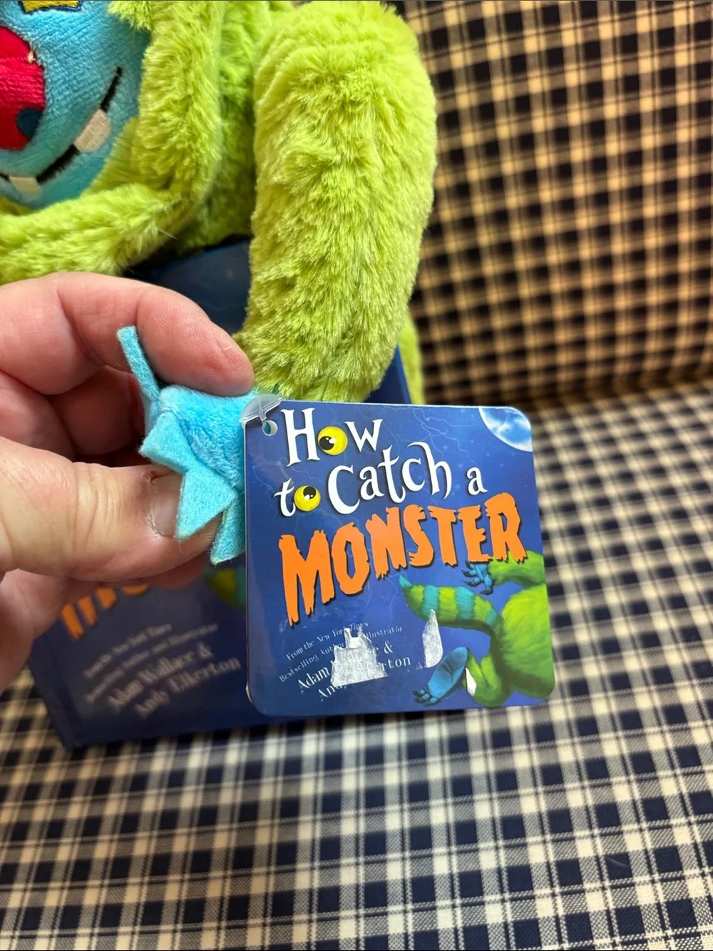 Kohl's Bright Green Plush Monster with Blue Face and Red Nose